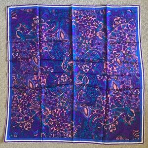 Vintage GLORIOUS 100% silk paisley floral scarf, 30'' square.